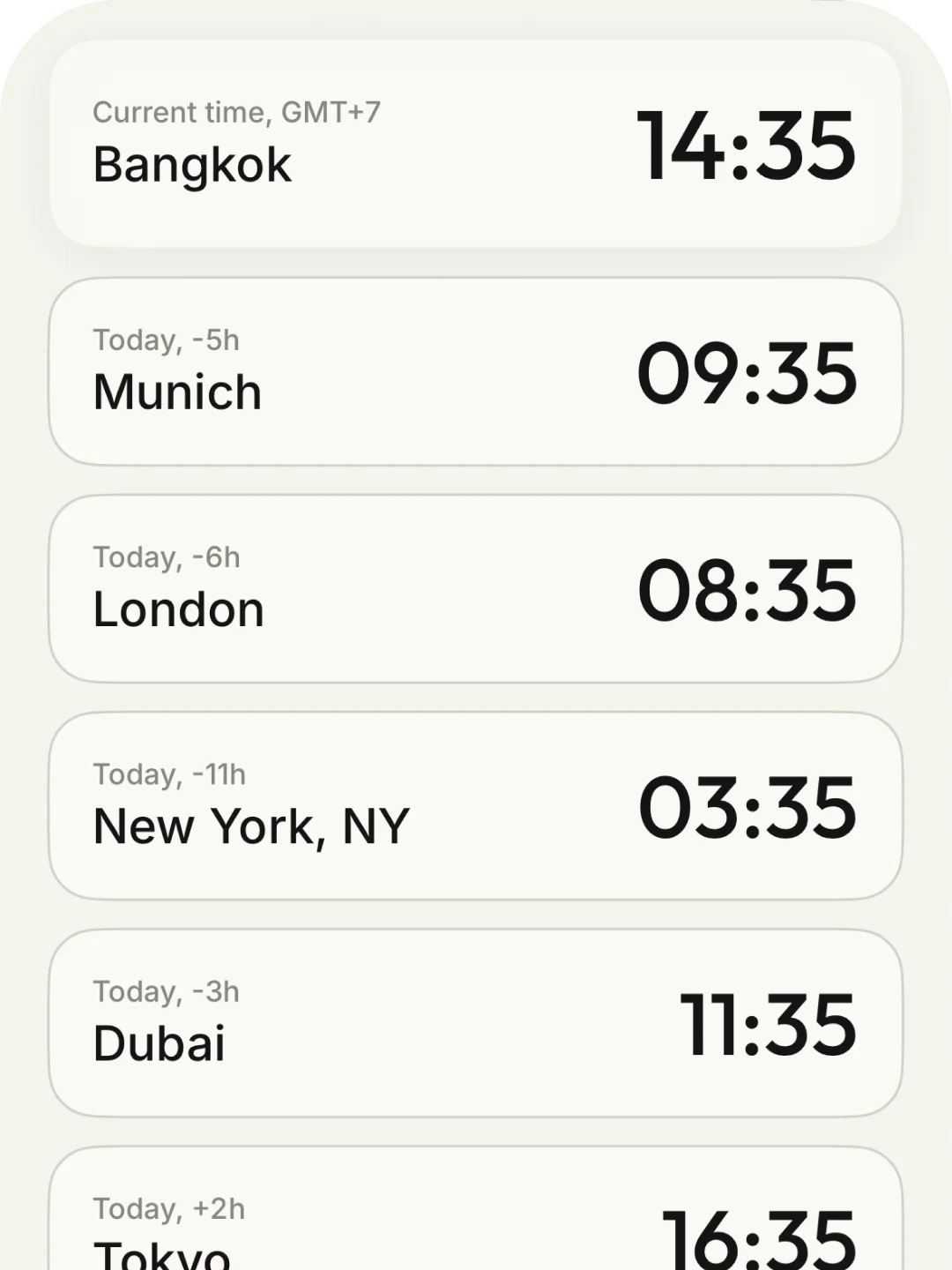 JustConvert world time interface